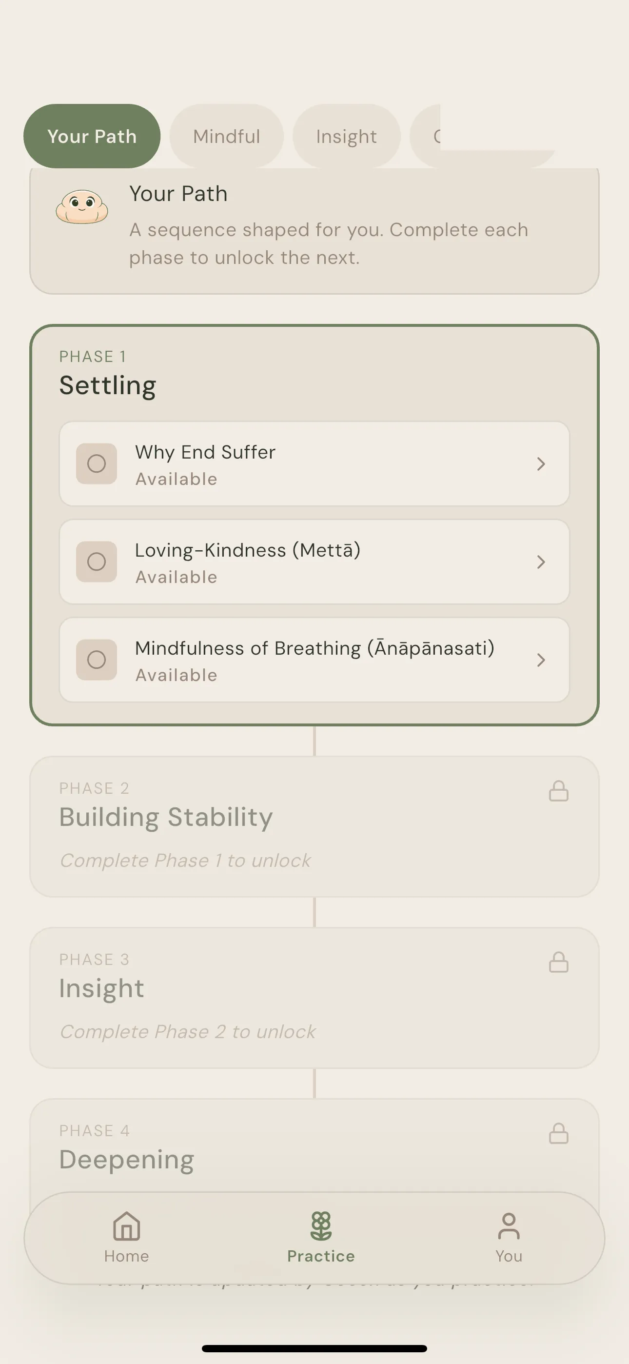 Your Path screen
